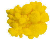 Pompons - 10-45 mm - geel - decoratie - set van 100
