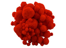 Pompons - 10-45 mm - rood - decoratie - set van 100