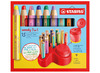 Potloden - waspotloden - Stabilo Woody Experience Set - in deskset incl. slijper met opvangbakje - set van 15 assorti