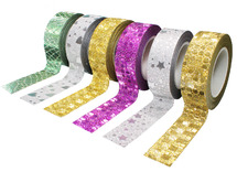 Kleefband - masking tape - papier - versiering - 1,5 cm x 10 m - set van 6