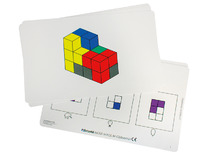 Spel - denkspel - Soma - kubussen - tetris - ruimtelijk inzicht - 5 blokken - opdrachtkaarten voor RP6128 - set van 10 assorti