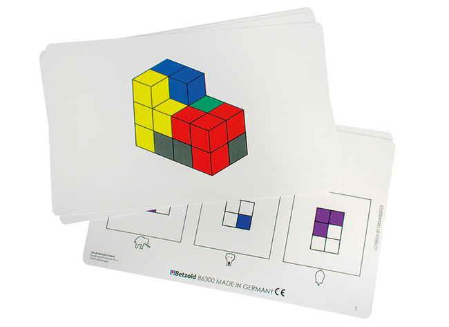 Spel - denkspel - Soma - kubussen - tetris - ruimtelijk inzicht - 5 blokken - opdrachtkaarten voor RP6128 - set van 10 assorti