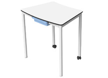 Tafels - kringtafels - DeKring - tafel - gebogen - 78 x 55 cm - 1-persoons - 76 cm - blad parelgrijs - onderstel grafiet metallic - per stuk