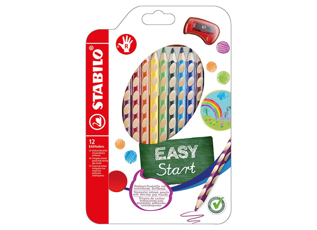 Potloden - kleurpotloden - Stabilo EASYcolors - driehoekig - dik - etui - rechtshandig - set van 24 assorti