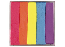 Schmink - AQ - combi fluo - rood, oranje, geel, blauw en paars - per stuk