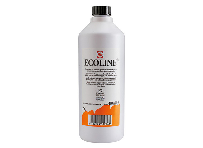 Verf - waterverf - Ecoline - 490 ml - donkergeel - per stuk