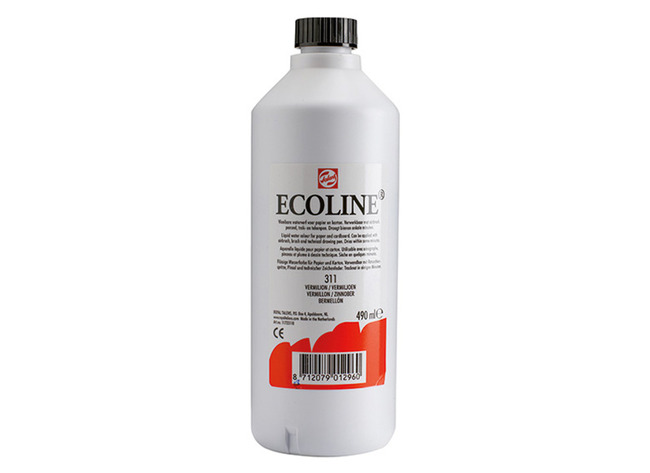 Verf - waterverf - Ecoline - 490 ml - vermiljoen - per stuk