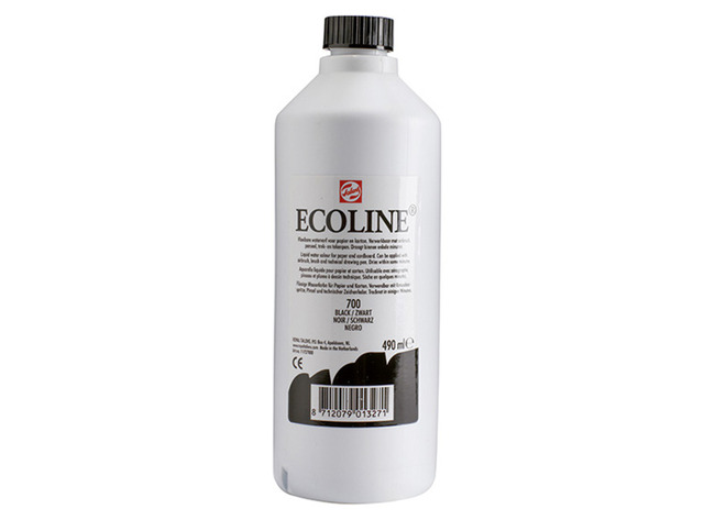 Verf - waterverf - Ecoline - 490 ml - zwart - per stuk