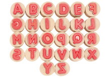 Stempels - letterstempels - alfabet - 2 cm diameter - per set