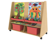 Schildersezel - 4 kinderen - 120 x 70 x 106 cm - op wieltjes - hout - per stuk