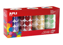 Stickers - Apli - hartjes - 20 mm - metallic - op rol - set van 5640 assorti