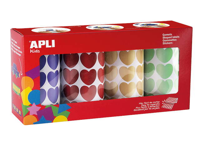 Stickers - Apli - hartjes - 20 mm - metallic - set van 5640 assorti