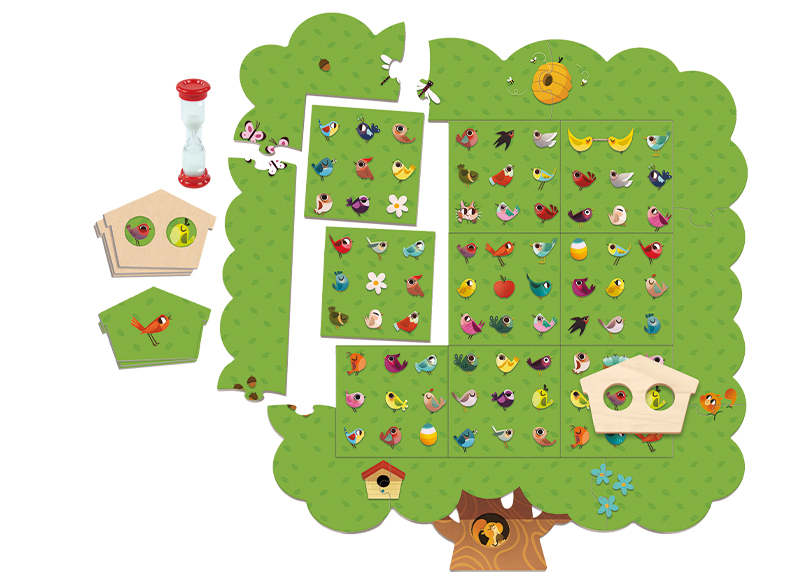 wedstrijd Geschatte Inzichtelijk Kleur en vorm - bordspel - Miniland - Bird Tree - zoek de vogel - per spel  - Baert