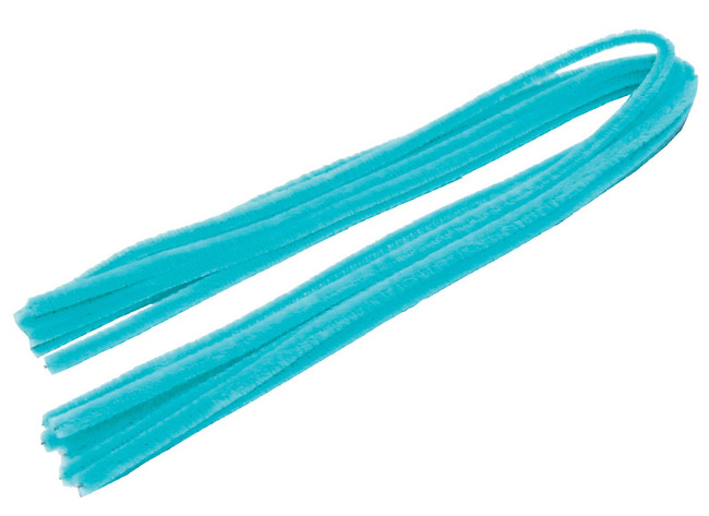 Chenilledraad - 8 mm x 50 cm - lichtblauw - set van 10