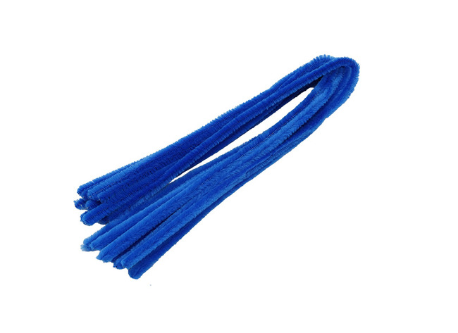 Chenilledraad - 8 mm x 50 cm - blauw - set van 10