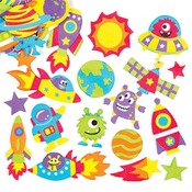 Foam - stickers - zonnestelsel - set van 120