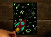Knutselpapier - krasvellen - 15 x 21 cm - glow in the dark - pak van 8 vellen