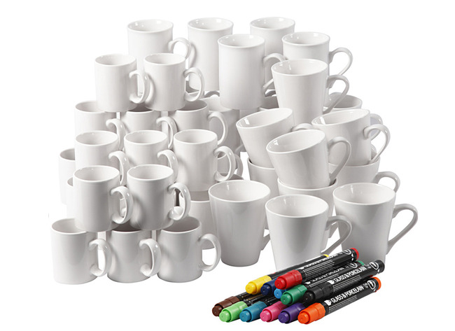Easykit - kit complet de décorations de tasses blanches - le set