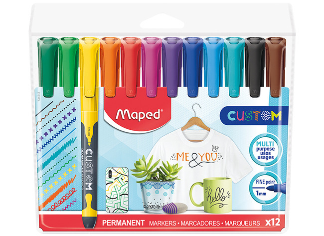 Stiften - alcoholstiften - Maped Custom - rond - 1 mm - set van 12 assorti