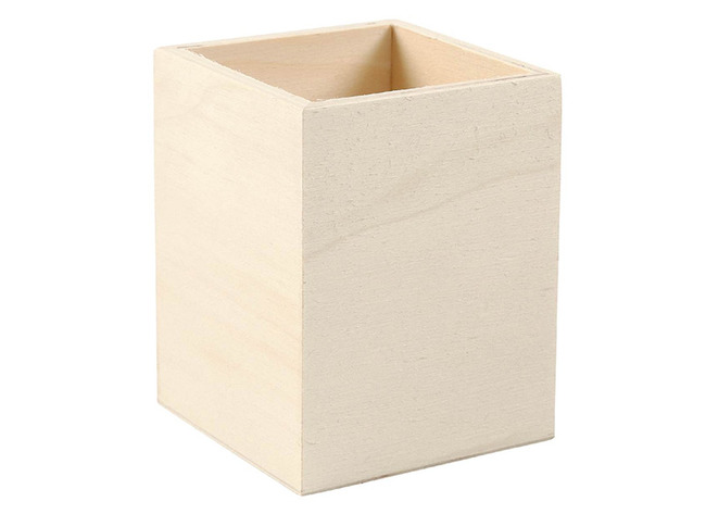 Pennenbak - hout - 9,5 x 7,5 x 7,5 cm - per stuk