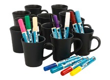 Knutselpakket - Easykit - tassen/mokken - porselein - zwart - voordeelpakket - per set