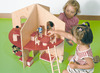 Poppenhuis - huis - hout - open met 4 speelruimtes - per stuk