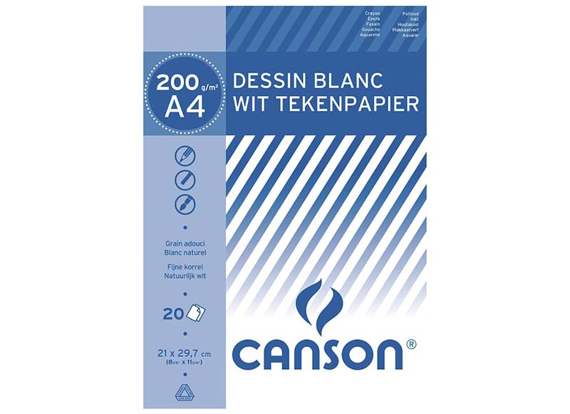 BLOC DESSIN CANSON - 200G - A4 - 20 FLLES