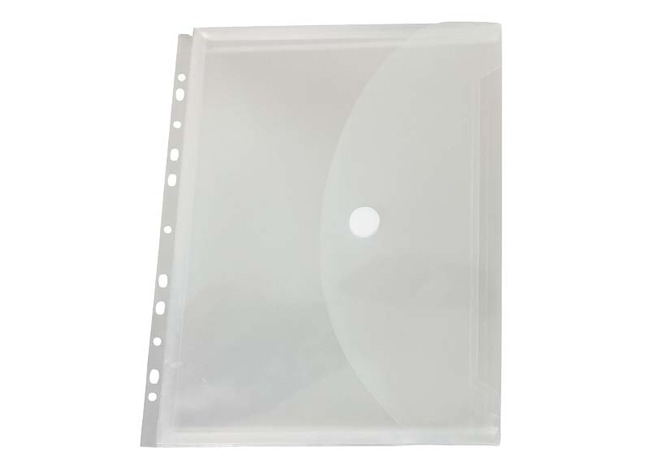 Enveloptassen - A4 - wit - transparant - met balg - met velcro-sluiting - per stuk