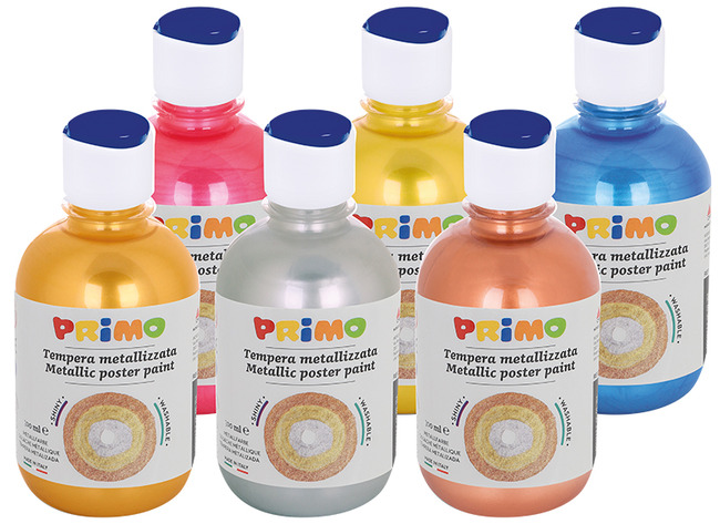 Verf - plakkaatverf - Primo - metallic - 6 x 300 ml - set van 6 assorti