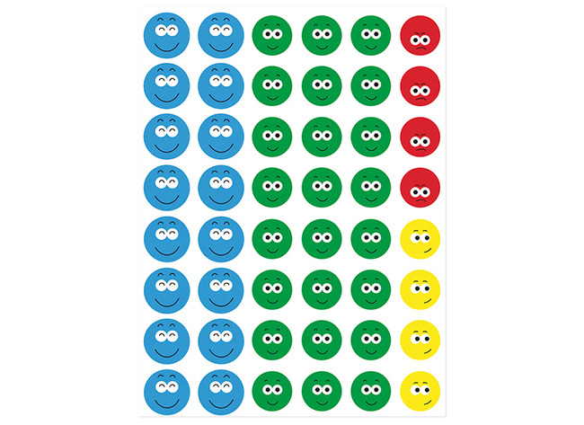 Stickers - beloningsstickers - Apli Kids - smileys - rond - 3 cm - set van 144 stickers