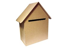 Hout - brievenbus huis - per stuk