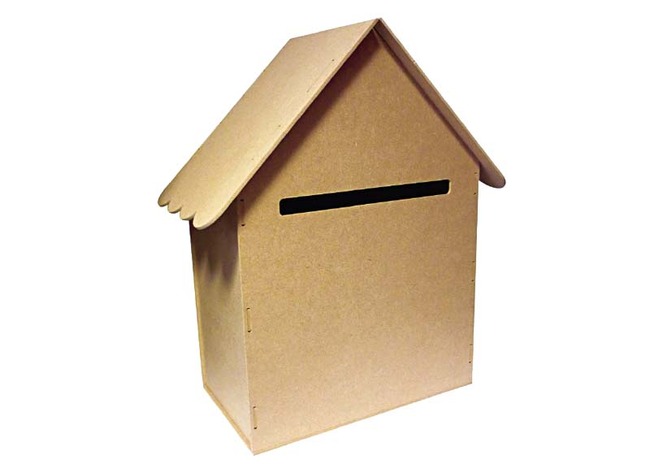 Brievenbus - huis - hout - per stuk