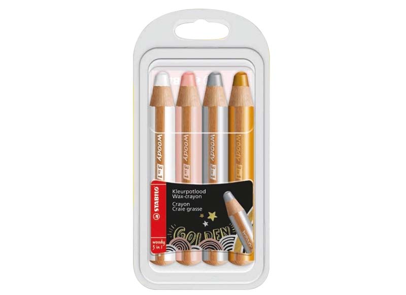 CRAYONS GRAS STABILO WOODY - COUL SUPP. - SET/4 - Baert