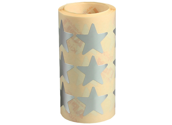 ROULEAU STICKERS AUTOCOLL. - ETOILES - 30 MM - ARGENT - 708 PIÈCES