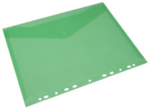 Enveloptassen - A4 - transparant - met velcro-sluiting - groen - set van 10