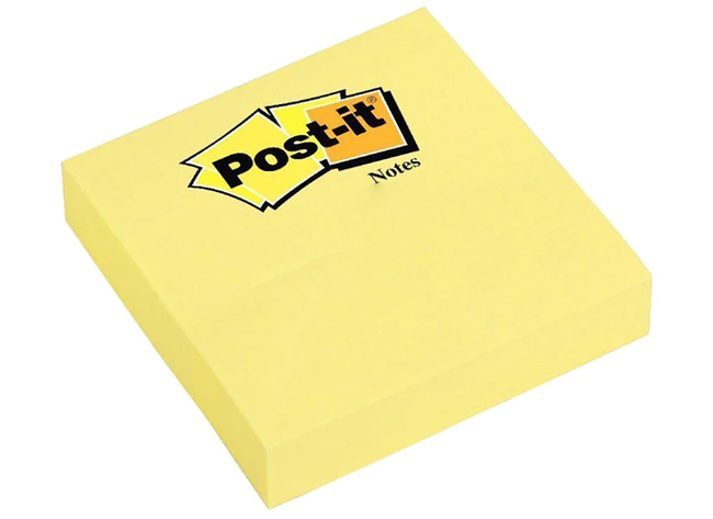 Memoblaadjes - kleefblaadjes - 3M Post-it - 7,6 x 7,6 cm - geel - per stuk