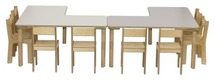 Tafel - l-tafel met houten poten beuken frame