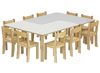 TAFEL - L-TAFEL MET HOUTEN POTEN BEUKEN FRAME