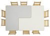 TAFEL - L-TAFEL MET HOUTEN POTEN BEUKEN FRAME