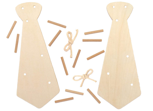 Sleutelhangers - hout - das - set van 3