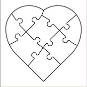 Karton - puzzel - hart -  set van 6