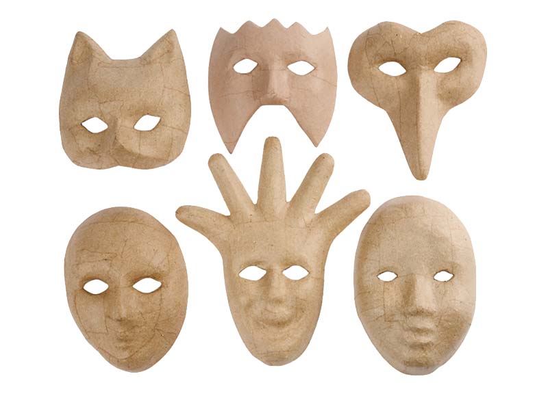 maïs opwinding slang Figuren - papier-maché - maskers - set van 6 assorti - Baert