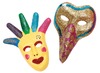Figuren - papier-maché - maskers - set van 6 assorti