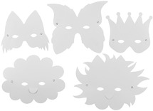 Maskers - karton - carnaval - blanco - set van 5 assorti