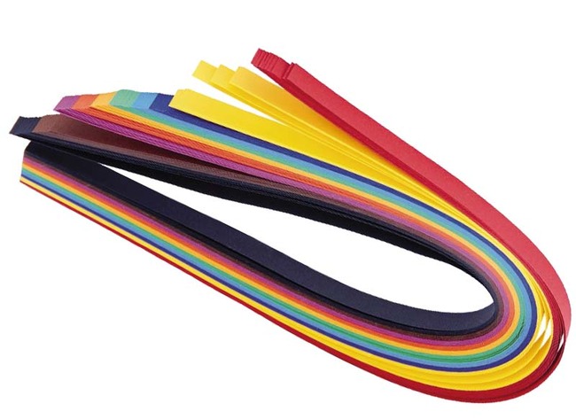 Knutselpapier - stroken - 130 g - 1,5 x 50 cm - gekleurd - 10 kleuren assorti - weven - set van 200