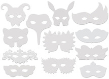 Karton - maskers - venetiaans - blanco - set van 24 assorti