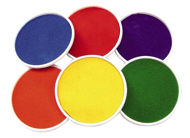 Inktkussens - stempels - 15 cm diameter - set van 6 assorti