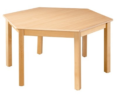 Tafel - Standaard - Zeshoekig ø 120 Cm - 40 cm - blad beuk - per stuk