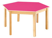 TAFEL - GEKLEURD TAFELBLAD - ZESHOEKIG 120 CM