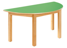 TAFEL - GEKLEURD TAFELBLAD - HALFROND 120 X 60 CM